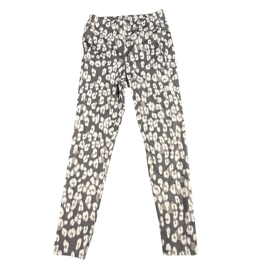 The North Face Leggings Girls 18 Gray Animal Print FlashDry Ankle Pants Stretch